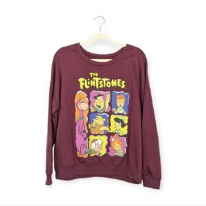The Flintstones Burgundy Graphic Long Sleeve Sweatshirt Size M